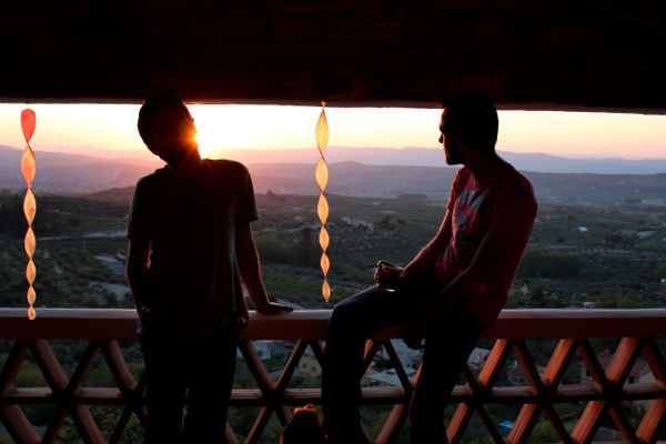 Fran and Carlos look over Agres, Spain