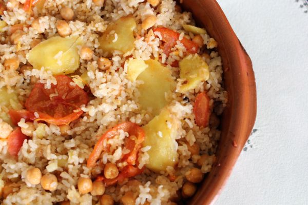 Valencian oven-baked rice or arroz al horno