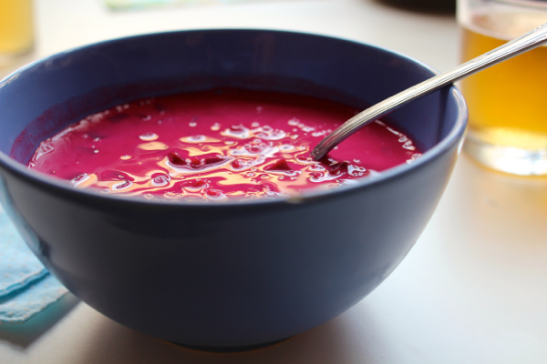 Vegan version of Poland's traditional chilled beetroot soup