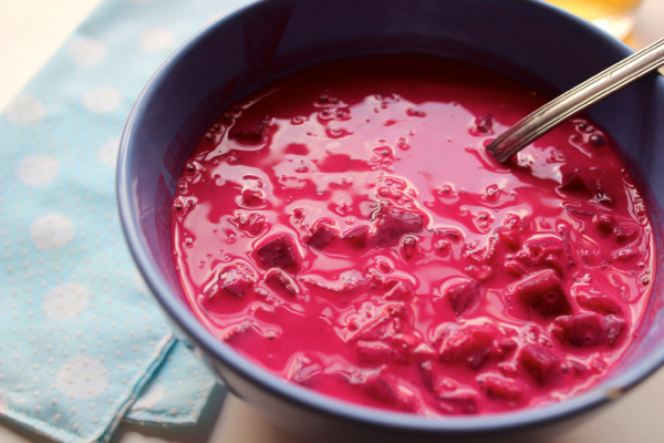 Vegan traditional Polish cold beetroot soup