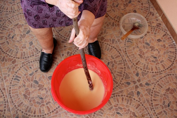 Spanish grandmother Francisca, 81, prepares traditional homemade soap. Spanish grandmother Francisca, 81, prepares traditional homemade soap.