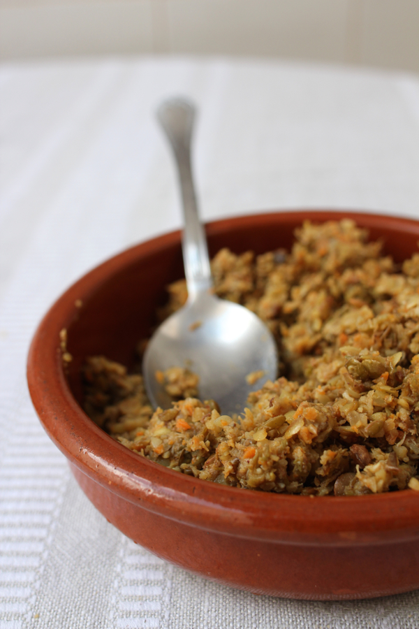 Pureed lentils, carrot, onion and African-style herbs are the stars of this dip