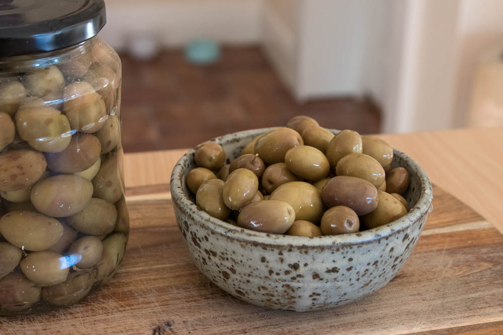 Foraged and cured homemade olives.