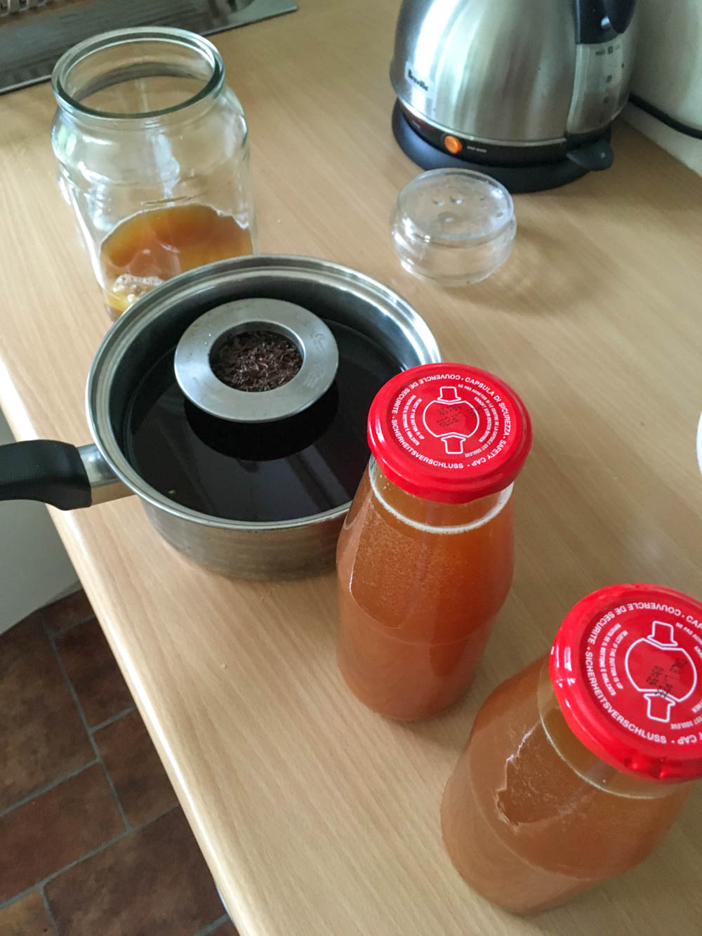 The process of brewing tea.