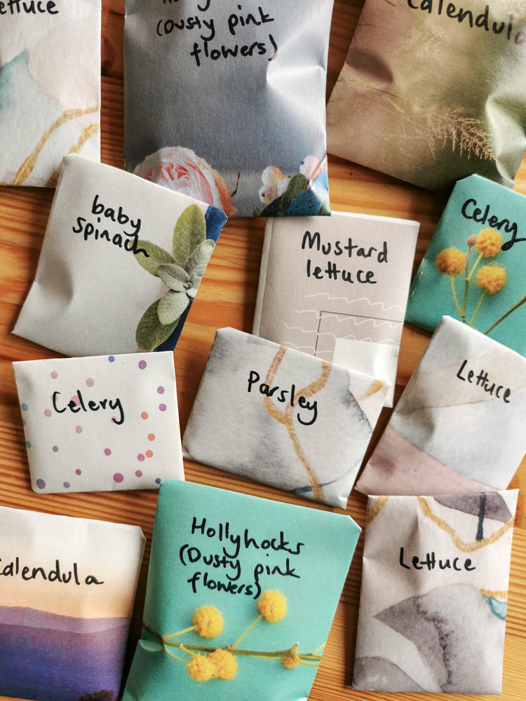 My seeds, wrapped in old magazine pages