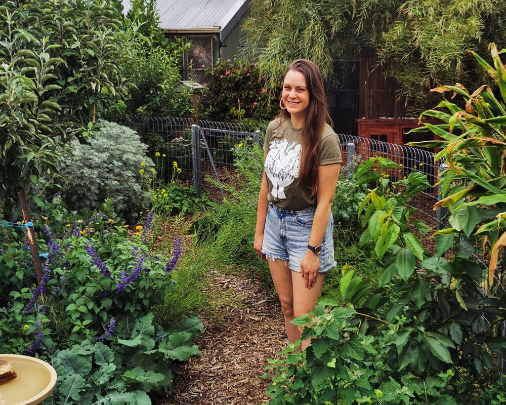 Koren in her food forest
