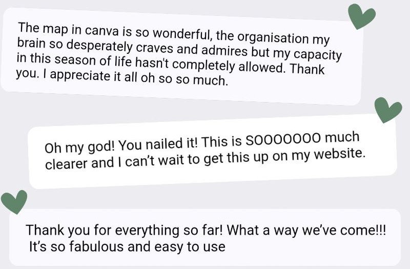 A graphic showing three testimonial screenshots from happy clients who used a Digital Marketing Support Package