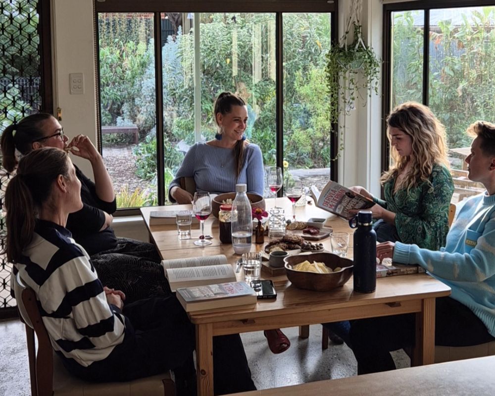 A book club meeting using free books from the library
