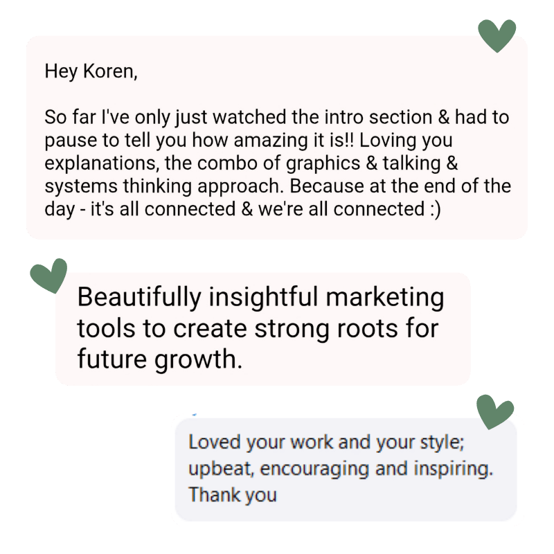 Screenshots of testimonials from happy past participants